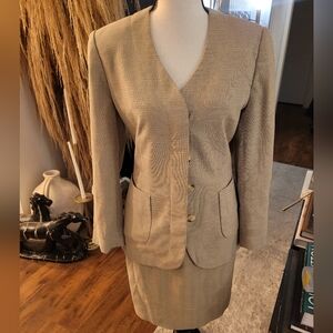 Vintage Laurel by Escada Beige Suit Blazer & Skirt